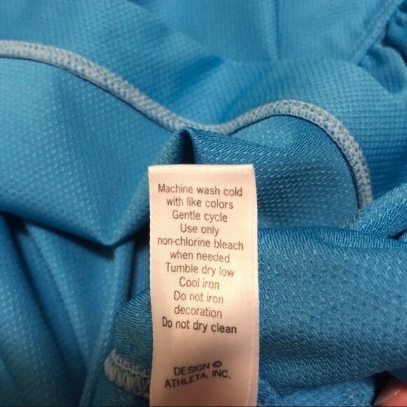Athleta Womens Birdie Blue Polo Shirt Athletic Golf UPF 50 Rouched Sides Size M - Picture 6 of 13